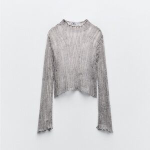 Zara Grey Open Knit Sweater